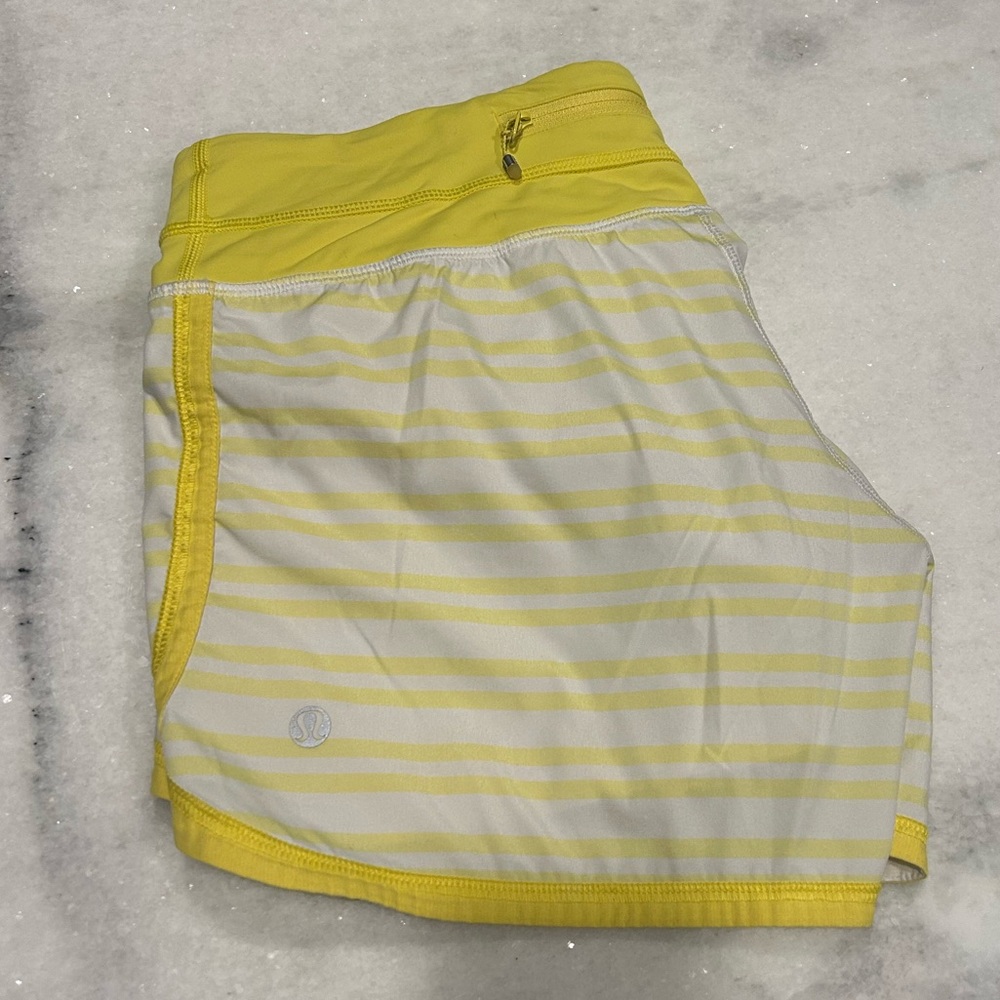 lululemon athletica Yellow and White Striped Women's Shorts